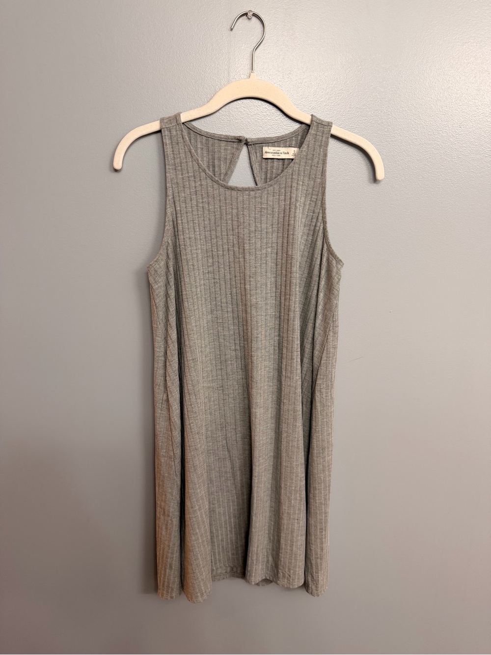 Abercrombie & Fitch Ribbed Sleeveless Mini Dress in Light Gray